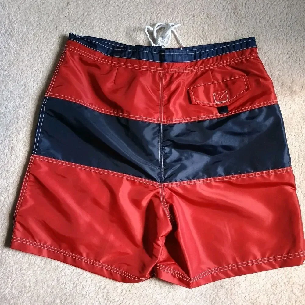 Tommy Hilfiger Mens Swim Trunks XL Vintage Style Board Shorts Red Blue NWT READ